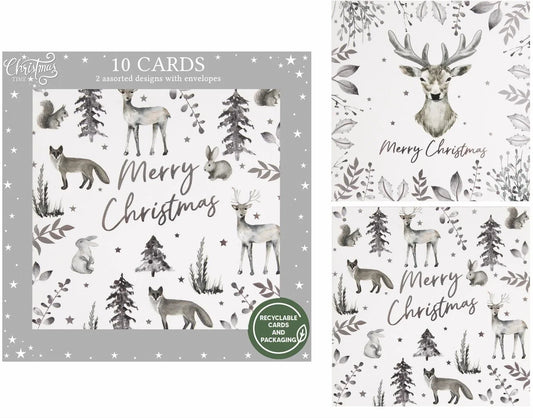 Silver Deer Christmas Crackers (Pack of 10)
