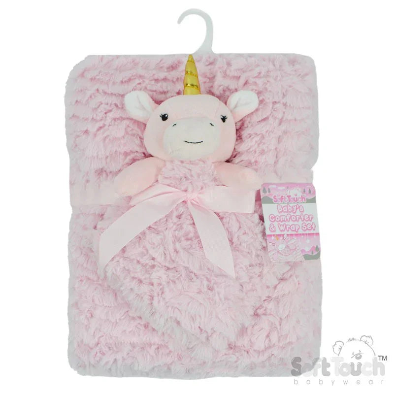 Soft Touch Pink Unicorn Comforter &amp; Wrap Set
