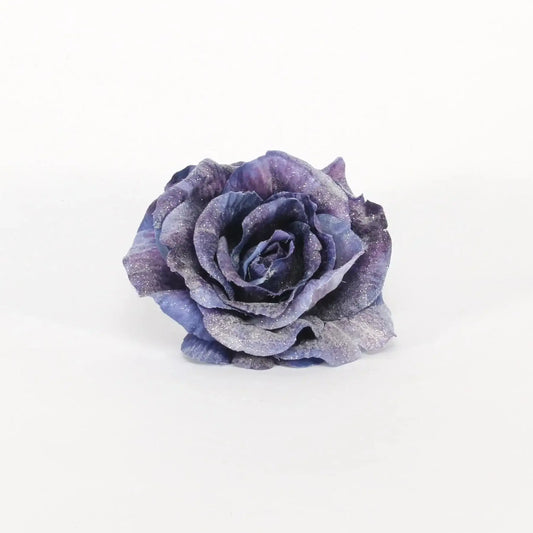 Purple Glitter Rose with Clip (13cm)