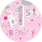 Jumbo Age 1 Jungle Birthday Badge (female)