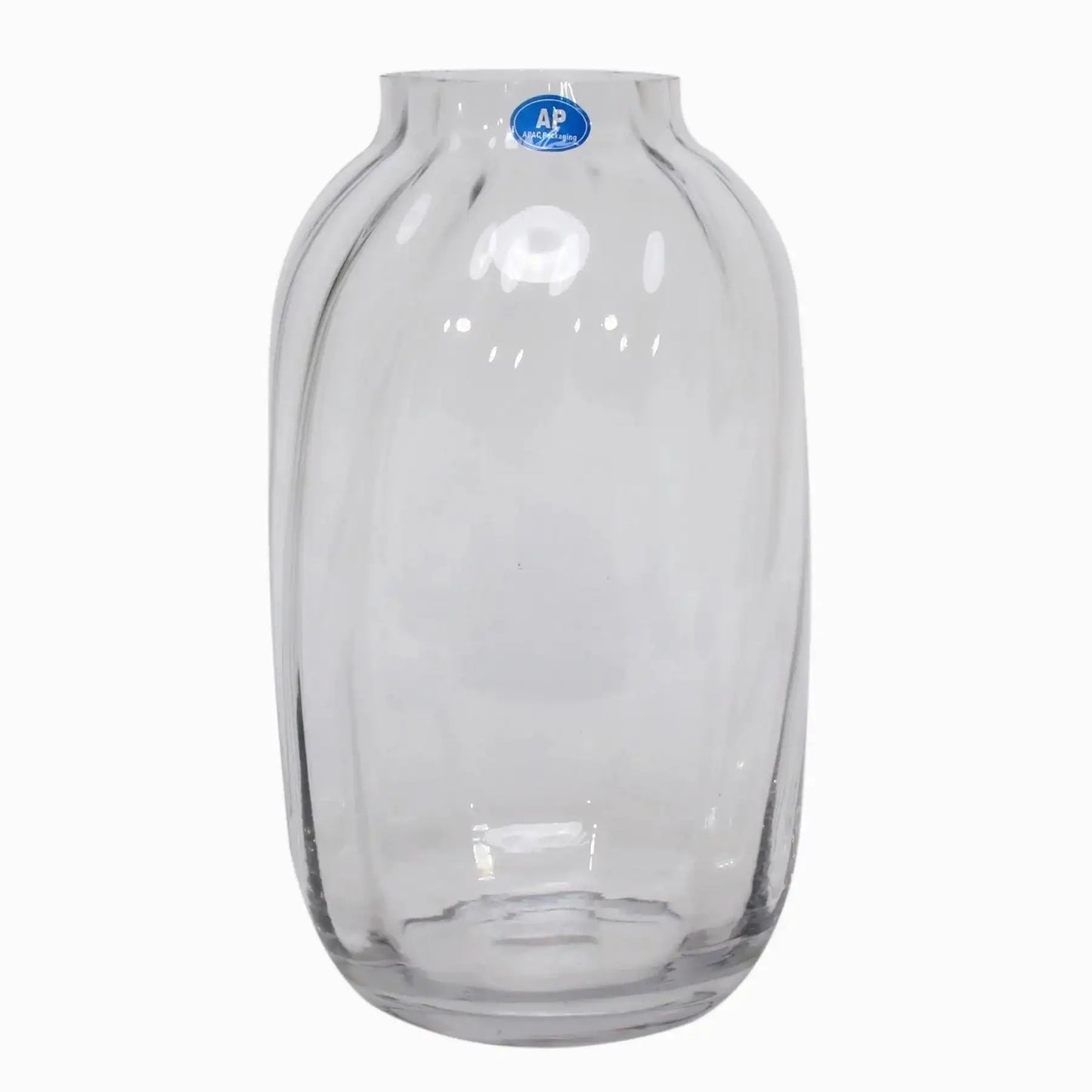Clear glass vase with rounded sides, minimalist home décor accessory
