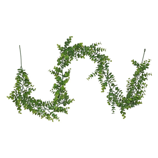 Artificial eucalyptus leaf garland, green foliage home decor on white background
