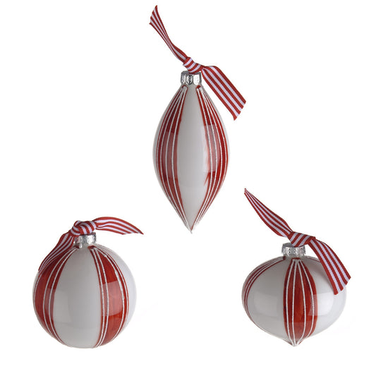 Discover the Red and White Glass Baubles (assorted)  at Bristow Direct