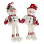 Plush snowman decorations with red hats and scarves, festive holiday home decor gift