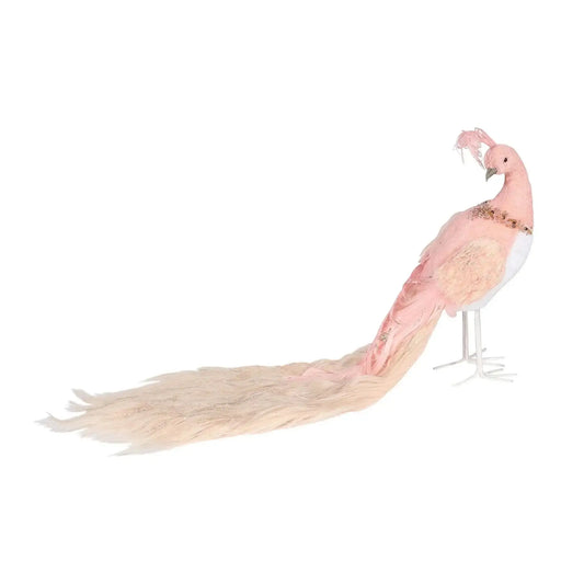 Pale Pink Velvet Peacock (35cm)