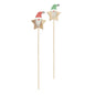 Two festive gnome star picks with red and green hats for holiday home decor or gifts