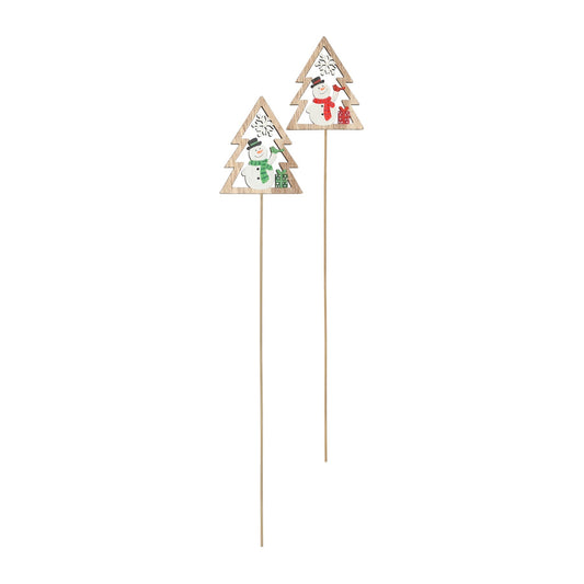 Christmas Tree &amp; Snowman Wooden Pick (pack of 10)