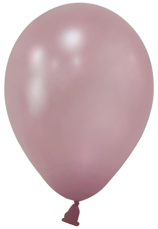Rose Pink Metallic Round Shape Latex Balloon - 5 inch (Pk 100)