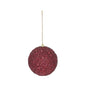 Sparkling red glitter Christmas ornament with gold hanging string, perfect for festive tree décor