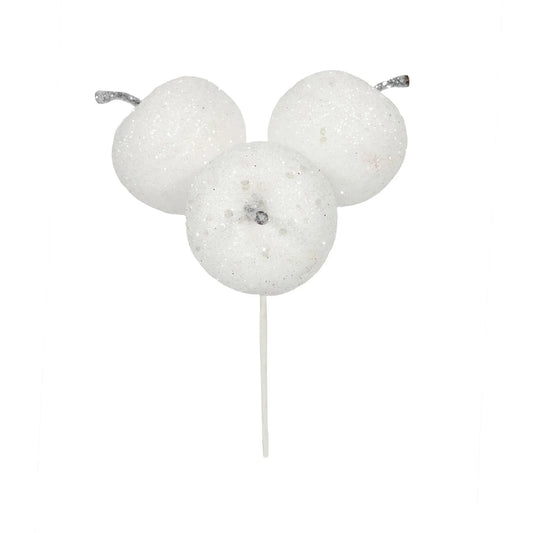 Frosted artificial white apples pick for holiday centerpieces or seasonal home decor