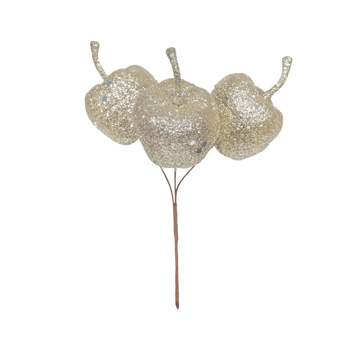 Glittery gold apple décor for home or gift, perfect for celebrations and festive occasions.