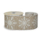 Natural Ribbon with White Snowflakes