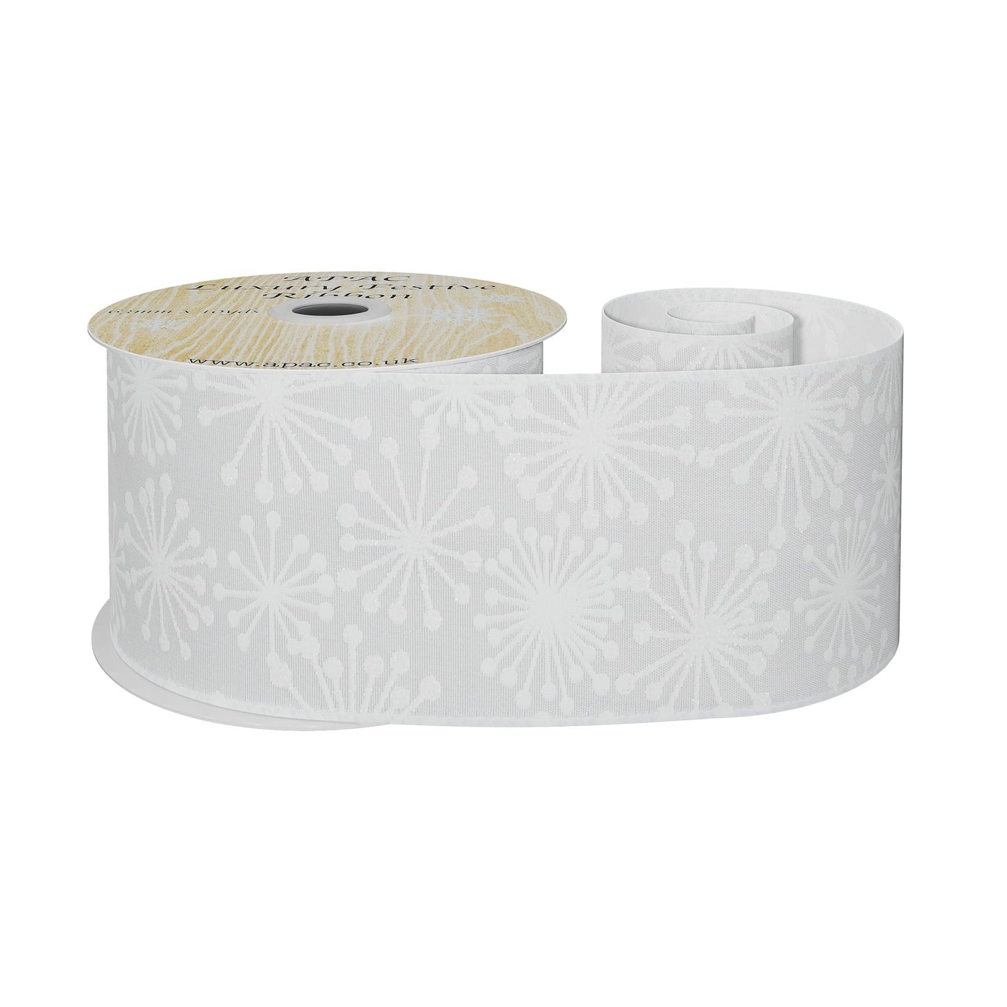 White with White Glitter Snowflakes Ribbon