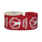 Red with White Wreath Merry Christmas Ribbon (63mm x 10yds)