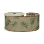 Festive ribbon with pine branches and snowflakes, ideal for luxury gift wrapping and home décor