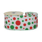 Satin Spotty Ribbon Red With Green Trim