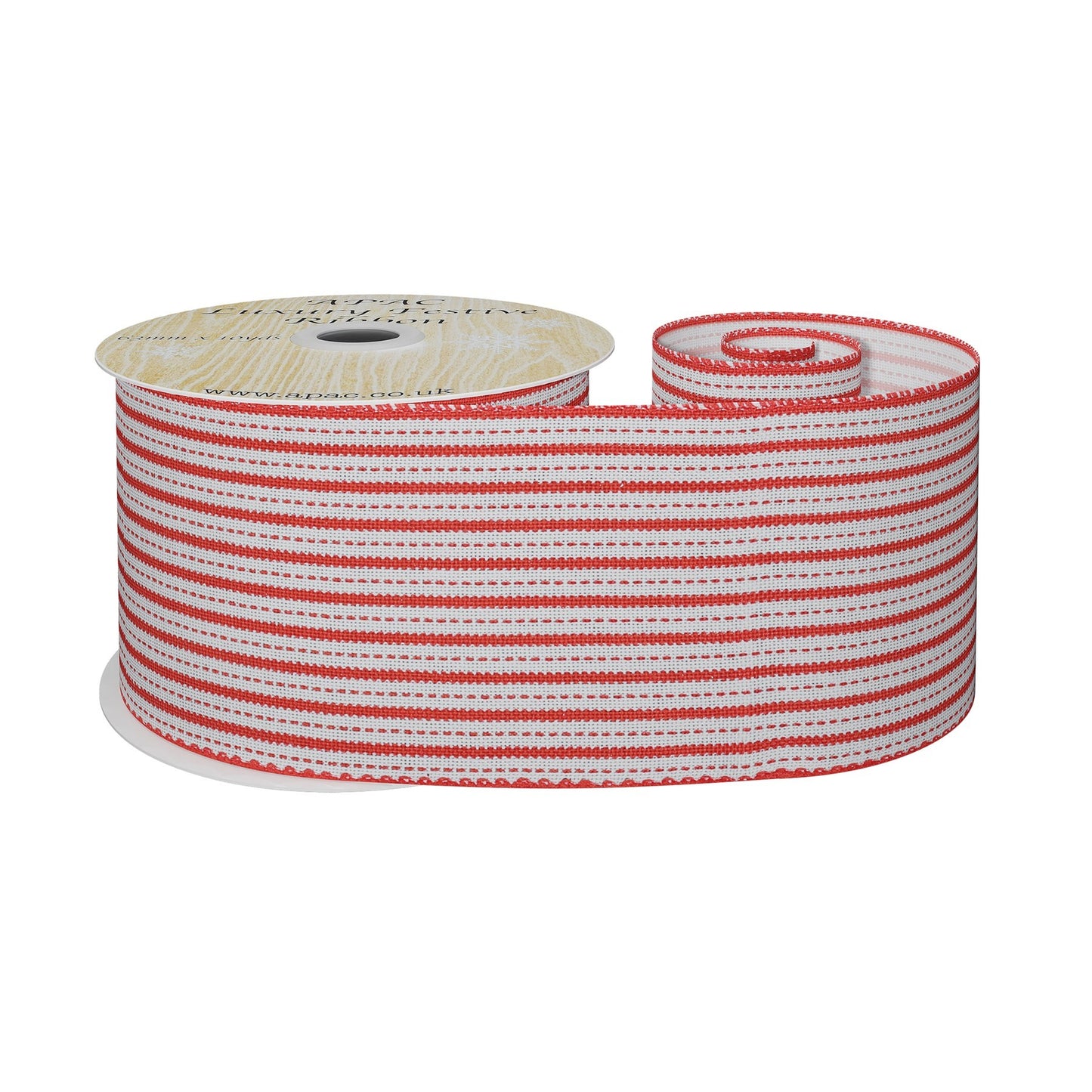 Red and White Striped Fabric Ribbon