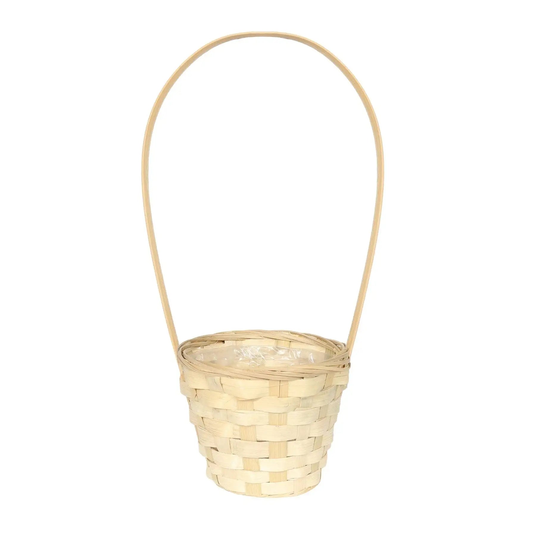 Woven bamboo basket with handle, perfect for gifts or home décor