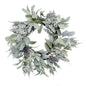 Lambs Ear  Holly Pine Cone and White Berry Flocked Wreath (60cm)