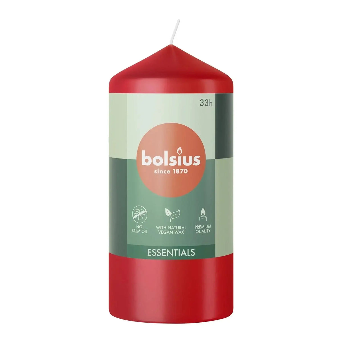 Bolsius Delicate Red Essential Pillar Candle (120mm x 58mm)