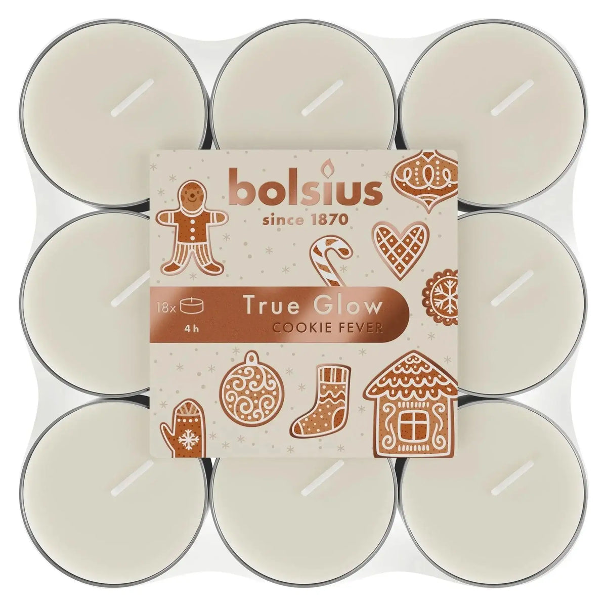 Bolsius Christmas Fragranced Tealights Pack of 18 (Cookie Fever)