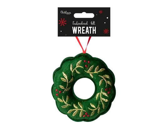 Embroidered Felt Wreath Decoration (10cm)