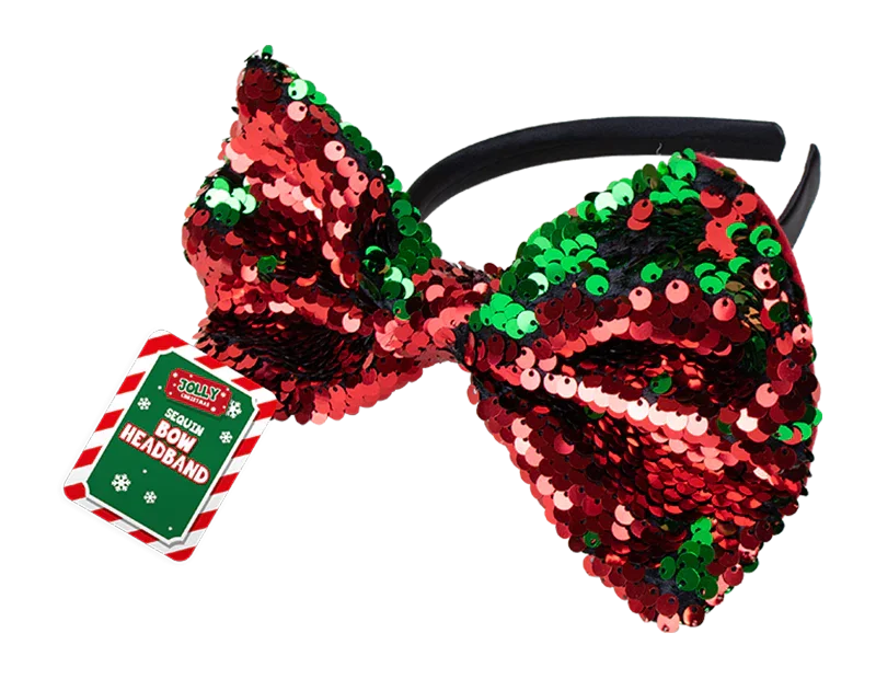 Reversible Sequin Bow Headband