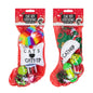 Cat toy stocking filled with catnip toys, balls, and festive treats for happy tails