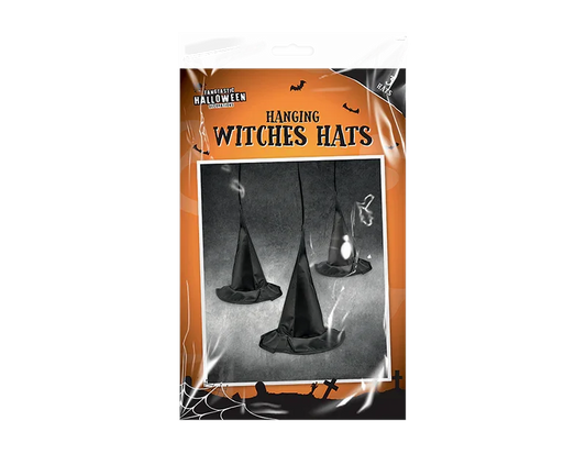 Pack of 3 Hanging Witch Hat Decorations (20cm)