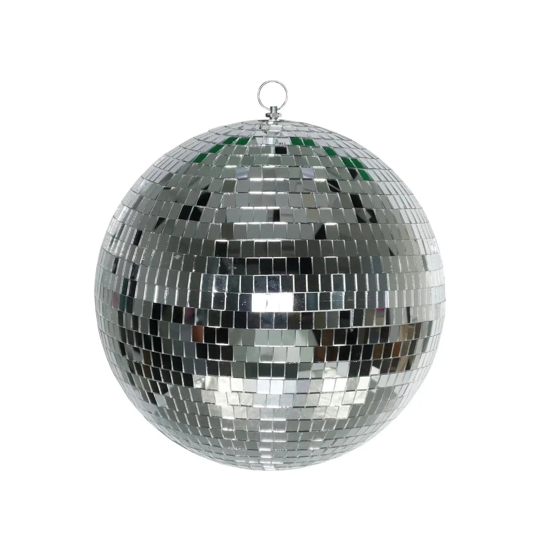 Shiny silver disco ball with reflective mirror tiles, perfect for party decor and home celebrations