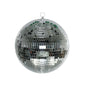 Shiny silver disco ball with reflective mirror tiles, perfect for party decor and home celebrations