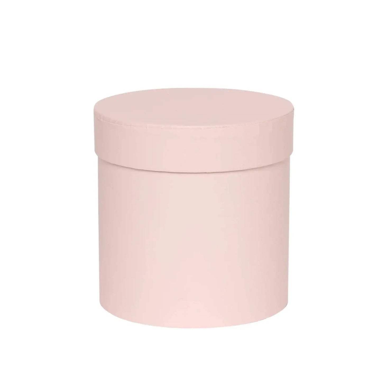 Soft pink round gift box with lid, perfect for birthdays and celebrations