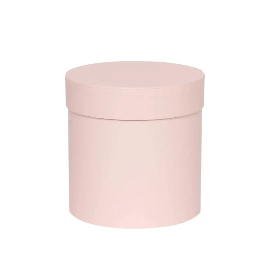 Soft pink round gift box with lid, perfect for birthdays and celebrations