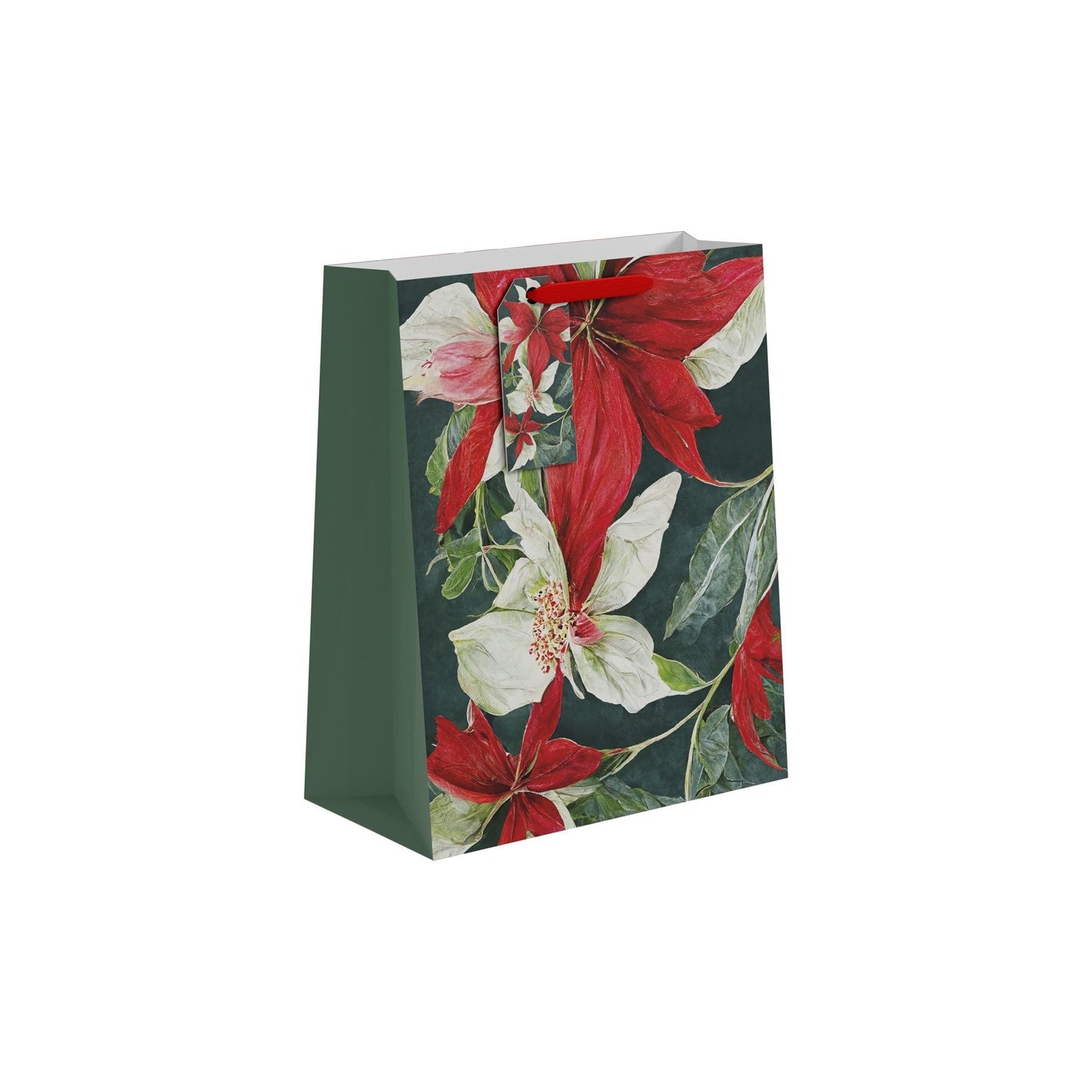Red and White Poinsettia Gift Bag (Large)