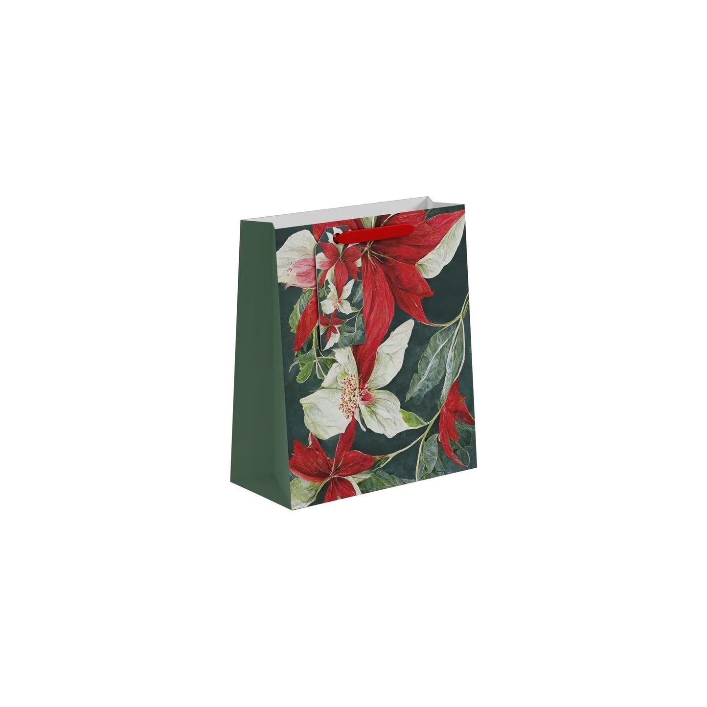Red &amp; White Poinsettia Gift Bag (Medium)
