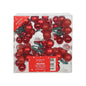 Red Christmas baubles in matte, shiny, and glitter finishes, perfect for holiday tree decor and festive home styling.