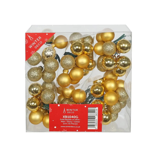 Gold bauble garland with matte, shiny & glitter finishes for Christmas tree or home decor