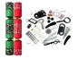 Festive Christmas crackers with assorted novelty gifts and fun party favors displayed.