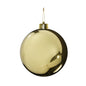 Shiny gold Christmas ornament with reflective surface and hanging loop, perfect for holiday tree décor