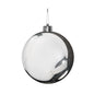 Shiny silver Christmas ornament with reflective surface, perfect for holiday tree décor and festive celebrations.