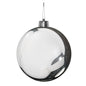 Shiny silver Christmas ornament with reflective surface and hanging loop, perfect for holiday tree décor