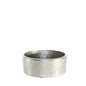 Round hammered silver metal bowl with a minimalist design on white background