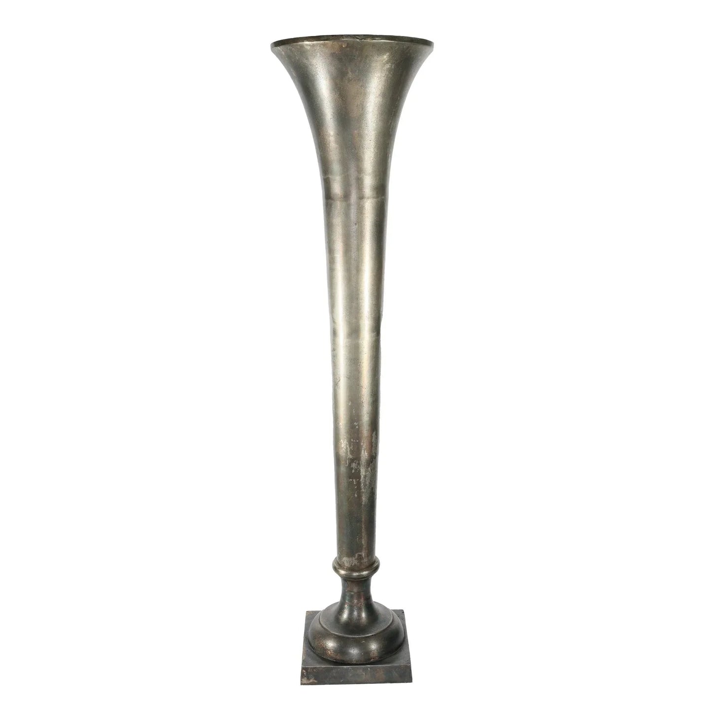 Antique Silver Poseidon Trumpet Vase (140 x 34cm)