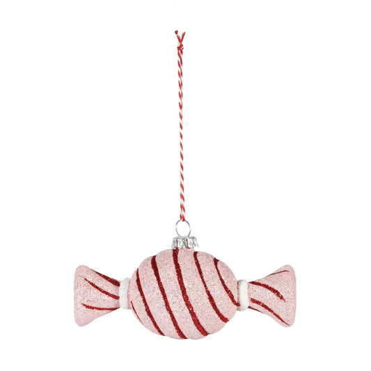 Round Candy Hanging Decoration with White Swirl - Pink (15.5cm)
