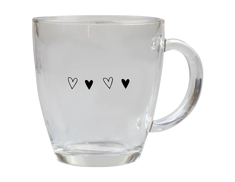 Valentines Printed Glass Coffee Cup (350ml)