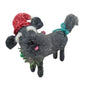 Festive felt dog ornament with red Santa hat and holiday collar decoration