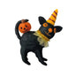 Felt Black Cat with Pumpkin and Hat  Hanging Decoration - 11.5cm