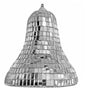 Silver mosaic bell ornament with mirrored tiles for festive home décor or holiday celebrations.