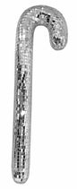 Silver mirrored mosaic candy cane Christmas decoration on white background
