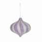 Purple and white glittered onion-shaped ornament for holiday decoration